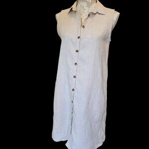 Adrienne Vittadini -Women`s Button down Sleeveless Summer Dress SM